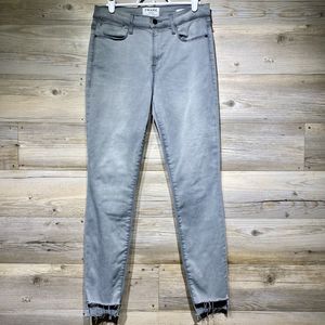 Frame Denim Le High Skinny Jeans Size 28 (28x27) Gray Ankle Raw Hems Distressed